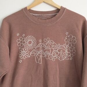 Mushroom 🍄 60's 70's Themed Crew Neck Large Sweatshirt by PS/LA